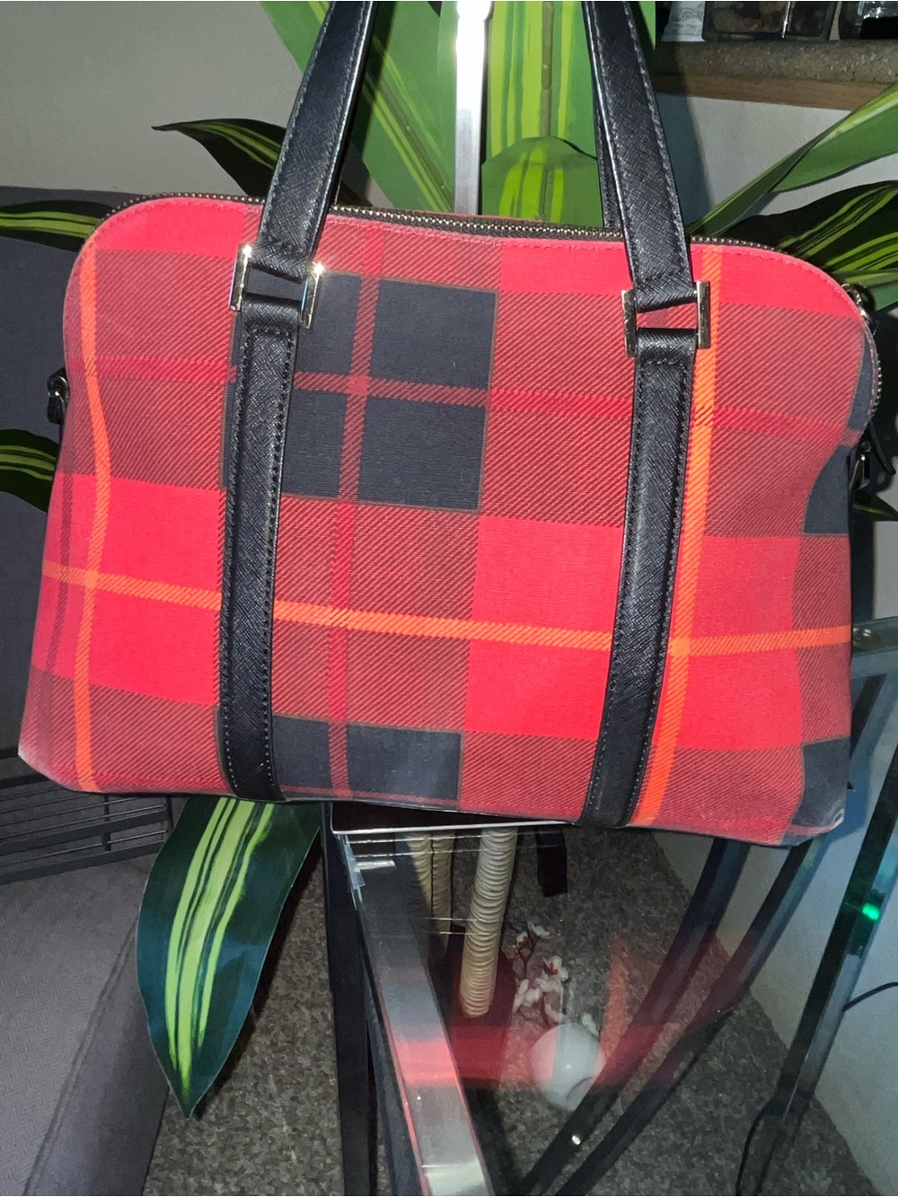 kate spade Red and Black Plaid Satchel with Black Straps - Picture 2 of 14